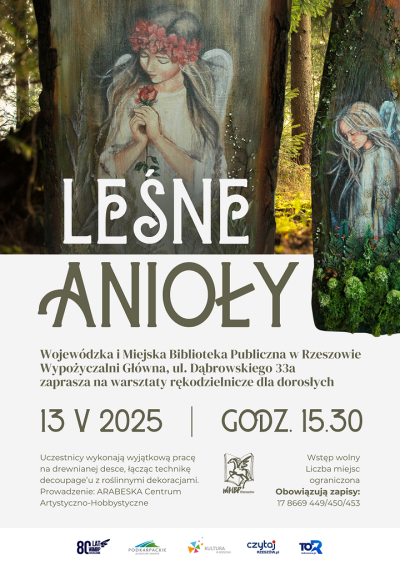 Grafika promująca warsztaty Leśne anioły